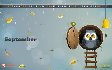 Картинка календари рисованные векторная графика дождь сова