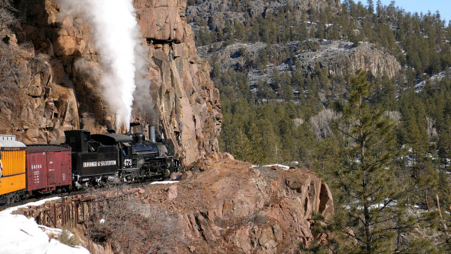 Обои картинки фото техника, поезда, горы, железная, дорога, паровоз, состав