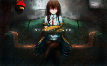 Картинка аниме steins gate девушка диван