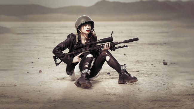 Обои картинки фото -Unsort Девушки с оружием, девушки, unsort, оружием, боец