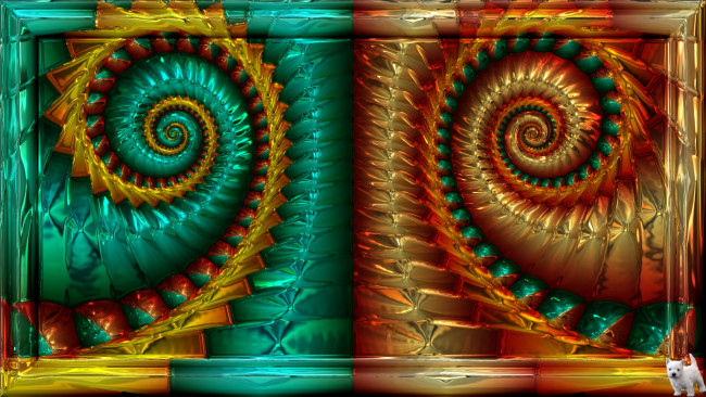 Обои картинки фото 3д, графика, fractal, фракталы, цвета, фон, щенок, узор