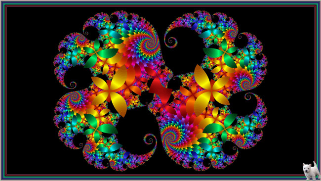 Обои картинки фото 3д, графика, fractal, фракталы, цвета, узор, щенок, фон