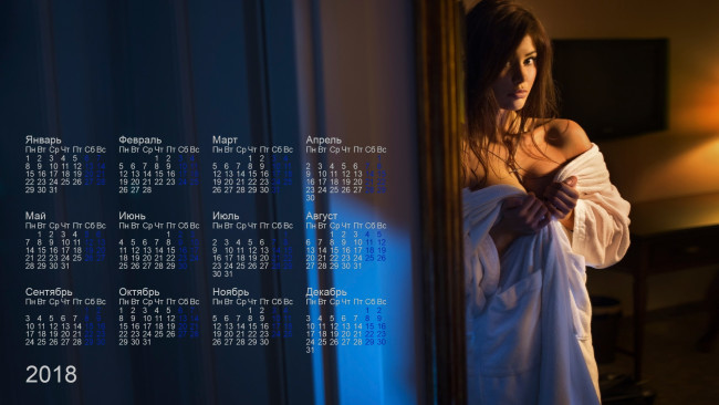 Обои картинки фото календари, девушки, халат, взгляд