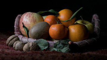 Картинка еда фрукты +ягоды яблоки мандарины киви