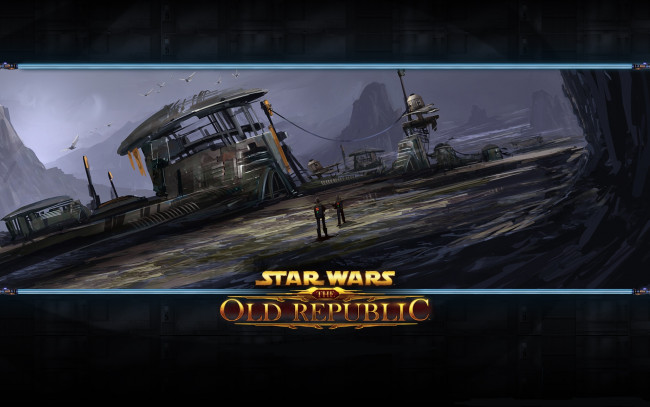Обои картинки фото видео игры, star wars,  the old republic, горы, строение, люди