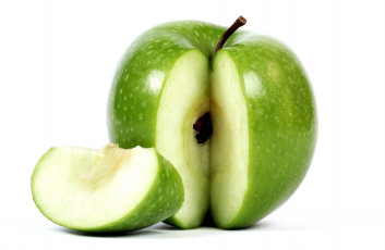 обоя еда, Яблоки, зеленый, надрезанный