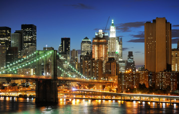 Картинка города нью йорк сша высотки здания небоскрёбы огни ночного