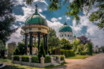 Картинка zentralfriedhof города вена+ австрия ротонда собор пакр