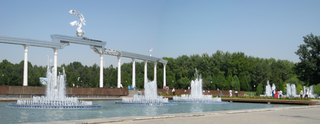 Обои картинки фото города, - фонтаны, арка, лето, ташкент, фонтаны, парк