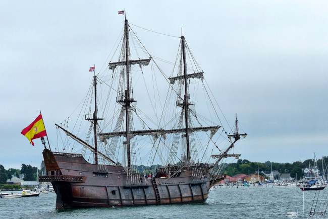 Обои картинки фото el galeon andalucia,  portland harbor,  maine, корабли, парусники, галеон