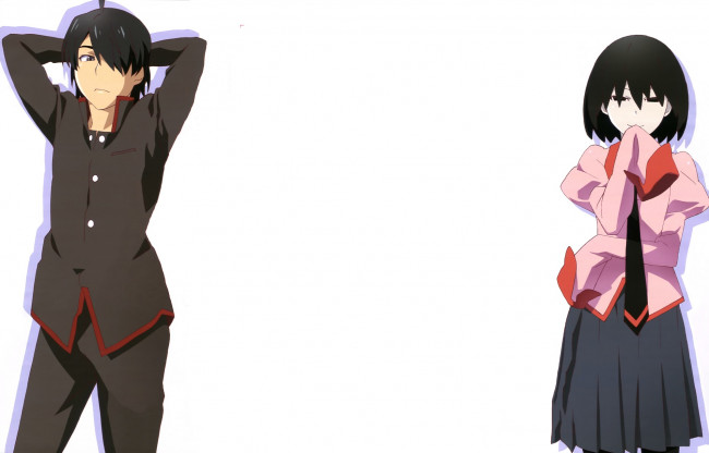 Обои картинки фото аниме, bakemonogatari, двое