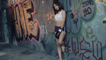 Картинка девушки -unsort+ азиатки граффити фотография модель wallhaven перчатки