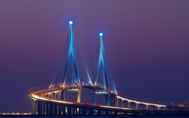 Обои картинки фото города, - мосты, южная, корея, огни, мост