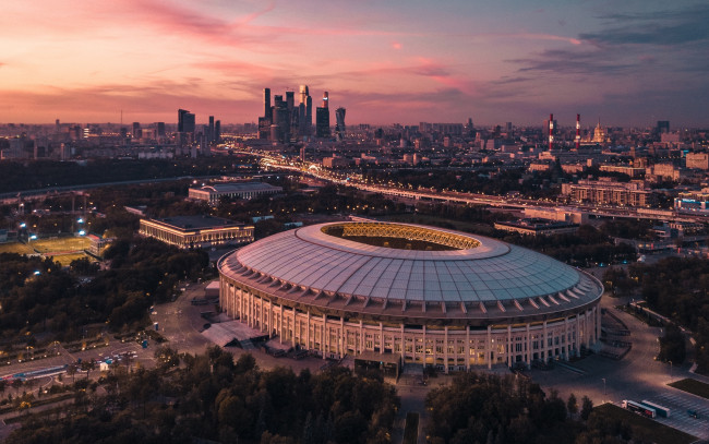 Обои картинки фото москва, лужники, города, москва , россия, мегаполис, столица, небоскребы, стадион, панорама