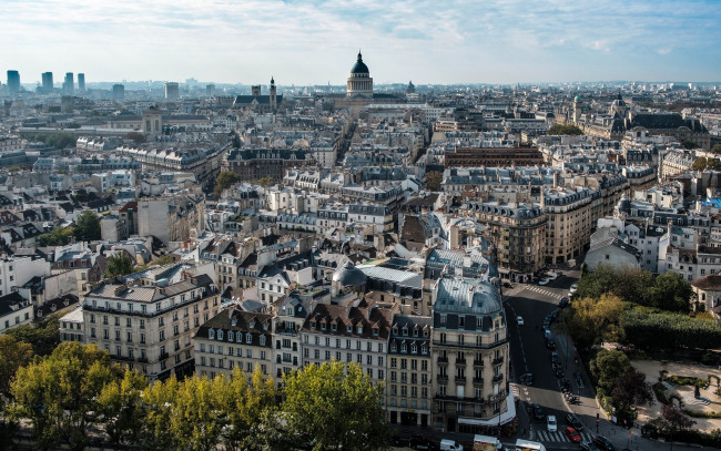 Обои картинки фото париж, франция, города, париж , вид, с, верху, столица, франции, город, утро, улицы