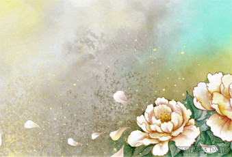 Картинка рисованное цветы пионы