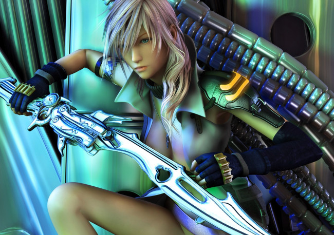 Обои картинки фото видео игры, final fantasy xiii, девушка, оружие
