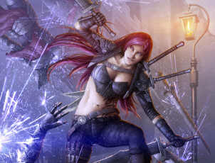 Картинка видео+игры league+of+legends lol меч клинок рыжая девушка sinister blade league of legends katarina ????????