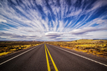 Картинка природа дороги равнина шоссе облака