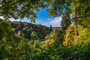 Картинка природа лес stourhead garden wiltshire england стурхед уилтшир англия пейзажный парк озеро осень деревья