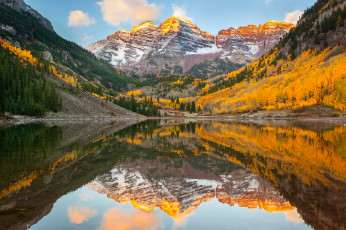 Картинка природа реки озера колорадо отражения лес озеро maroon bells сша штат скалистые горы осень