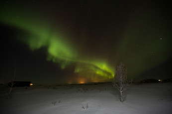 Картинка природа северное+сияние зима ночь звезды