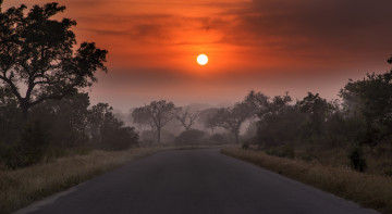 Картинка природа восходы закаты небо дорога закат