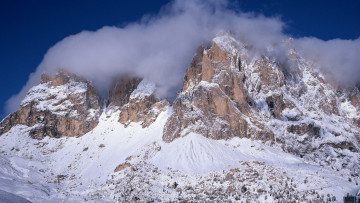 Картинка природа горы скалы снег туман облако