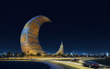 Картинка города дубай+ оаэ архитектура концепт дубай здание луна небоскреб полумесяц