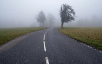 обоя природа, дороги, туман, дорога