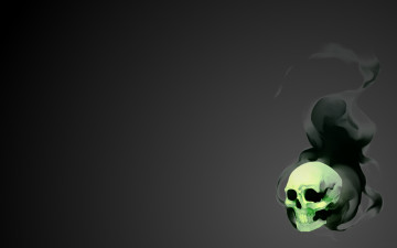 Картинка рисованное минимализм minimalism фантастика дым Череп black smoke gray зеленый свечение Черный skull плавный арт мрачность dirk light soft