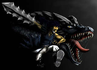 Картинка аниме fairy+tail дракон маг чародей волшебник dragon slayer gajeel