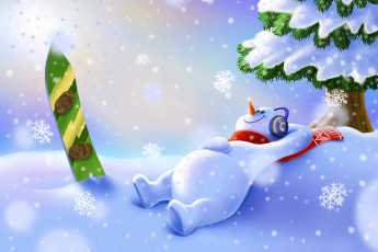 Картинка праздничные векторная+графика+ новый+год снеговик снег снежинки