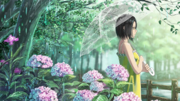 Картинка аниме пейзажи +природа цветы девушка