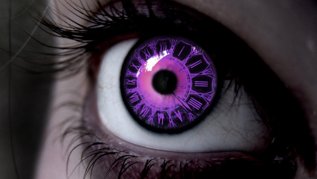 Обои картинки фото разное, компьютерный дизайн, фиолетовый, часы, глаз