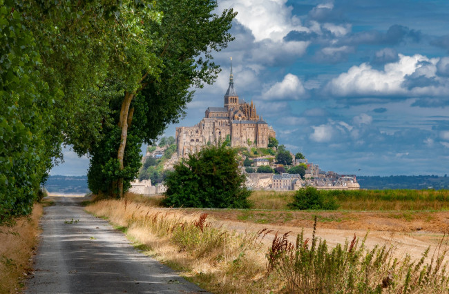Обои картинки фото mont-saint-michel, города, крепость мон-сен-мишель , франция, простор