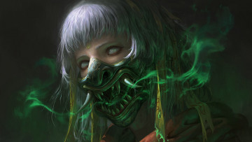 Картинка фэнтези нежить демон существо клыки зубы морда глаза зелёный монстр жуть