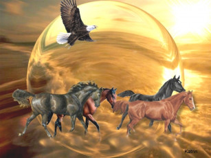 Картинка freedom рисованные животные лошадь орел