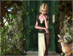 Картинка 3д графика fantasy фантазия девушка олень