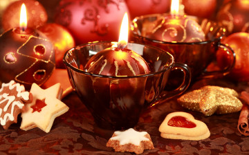 Картинка праздничные новогодние свечи печенье