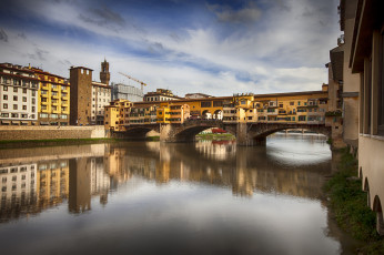 Картинка florence города флоренция+ италия здания мост река