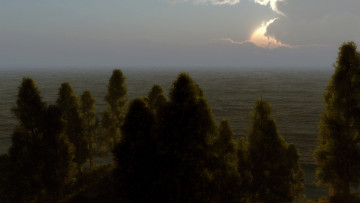 Картинка 3д+графика природа+ nature деревья небо море