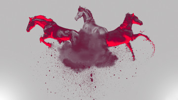 Картинка рисованное минимализм свет лошадь тройка цвет