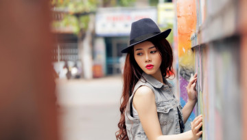 Картинка девушки -unsort+ азиатки шляпа взгляд стиль азиатка девушка