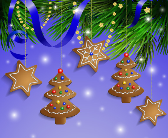Обои картинки фото праздничные, векторная графика , новый год, снег, шары, новый, год, рождество, christmas, xmas, cookies, decoration, merry, украшения