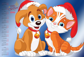 Картинка календари праздники +салюты взгляд кошка шапка собака 2018