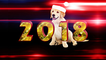 обоя праздничные, - разное , новый год, собака, гороскоп