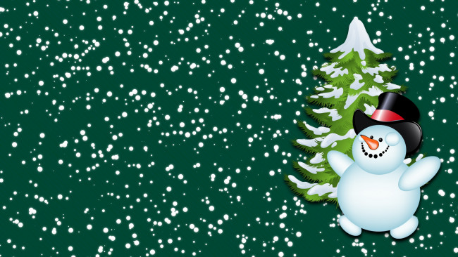 Обои картинки фото праздничные, векторная графика , новый год, елка, минимализм, настроение, праздник, снеговик, Ёлка, снег, зима, новый, год