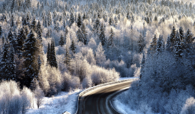 Обои картинки фото природа, дороги, шоссе, дорога, зима