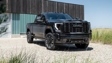 Картинка автомобили gm-gmc black gmc sierra2500 hd denali ultimate crew cab 2024 черный пикап